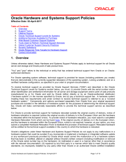 Oracle Hardware and Systems Support Policies