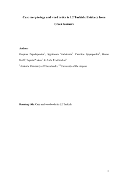 Case morphology and word order in L2 Turkish: Evidence from