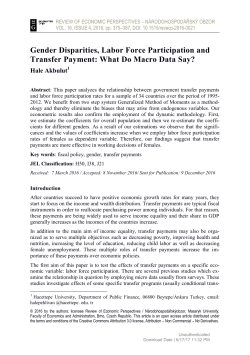 Gender Disparities, Labor Force Participation and Transfer Payment