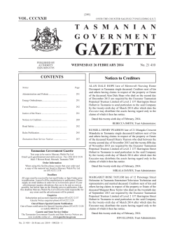 Gazette 21410 - Tasmanian Government Gazette