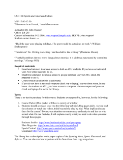 GS 1181: Sports and American Culture MW 12:00