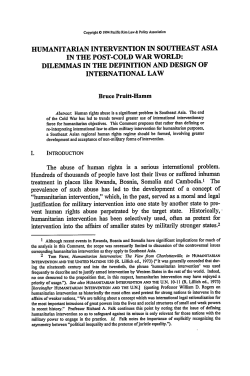 Humanitarian Intervention in Southeast Asia in the Post