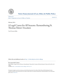 A Legal Career for All Seasons: Remembering St. Thomas More`s