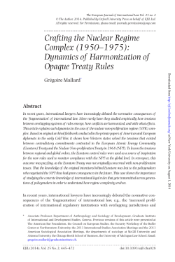 Crafting the Nuclear Regime Complex (1950&ndash;1975): Dynamics of