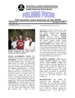 The monthly news bulletin of the EMSB The monthly news bulletin of