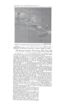 Nixon Orders Inquiry Into Fatal Crash Of Army Copter Ferrying His