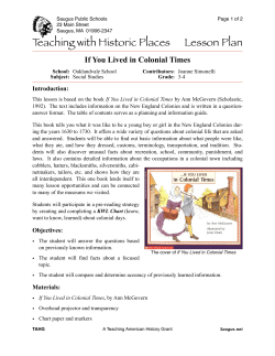 If You Lived in Colonial Times