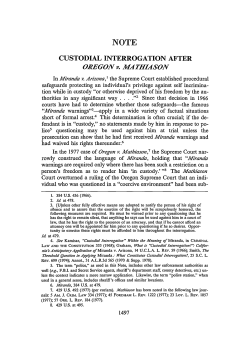 Custodial Interrogation After Oregon v. Mathiason