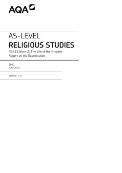 A-level Religious Studies Examiner report RSS11 - Islam 2