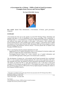 e-Government for e-Citizens &ndash; NSDI as Tools in Good Governance