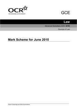 Mark scheme - Unit G152 - Sources of law - June