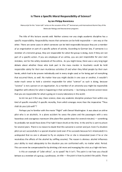 Is There a Specific Moral Responsibility of Science?