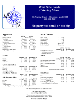 Appetizers Main Courses Pasta