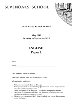 ENGLISH Paper 1 - Sevenoaks School
