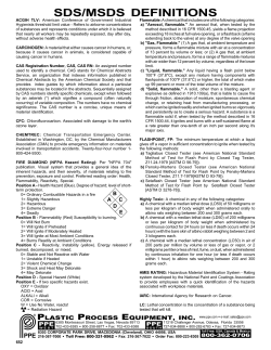MSDS - Plastic Process Equipment