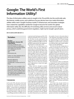 Google: The World`s First Information Utility?