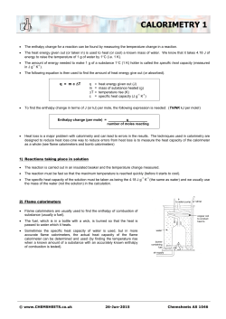 CALORIMETRY 1 CALORIMETRY 1