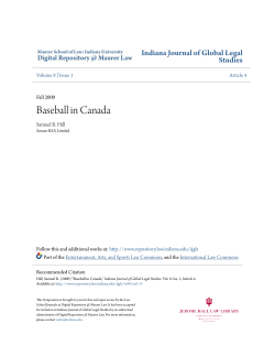 Baseball in Canada - Digital Repository @ Maurer Law