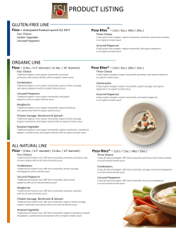 Products sell sheet - Frozen Specialties, Inc