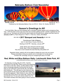 Nebraska Balloon Club Newsletter Season`s Greetings to All!