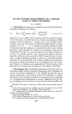 ON THE FOURIER DEVELOPMENTS OF A CERTAIN CLASS OF