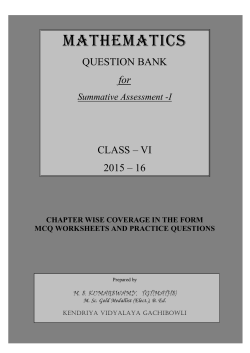 Maths Class VI Question Bank for SA-I 2015-16