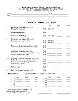 DNA ANALYSIS METHODS BIOLOGY TRACK Student