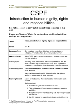 CSPE Topic - Introduction to human dignity, rights and responsibilities
