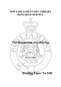 The Regulation of Lobbying - Parliament of NSW