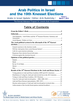 Arab Politics in Israel and the 19th Knesset Elections