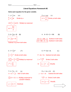 Literal Equations Homework #2 A