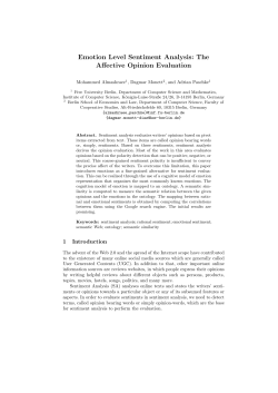 Emotion Level Sentiment Analysis: The Affective Opinion Evaluation