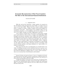 Economic Reconstruction of War-Torn Countries