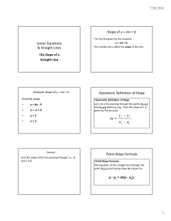 Slope of y = mx + b Geometric Definition of Slope