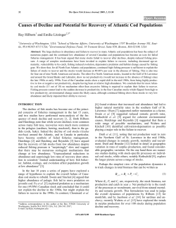 Causes of Decline and Potential for Recovery of Atlantic Cod