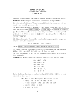MATH 470.200/501 Examination 1 Solutions October 6, 2011 1