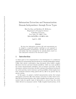 Information Extraction and Summarization: Domain