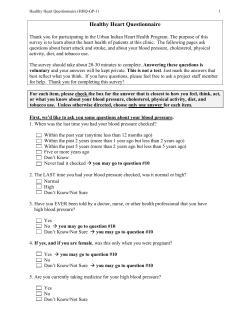 Healthy Heart Questionnaire