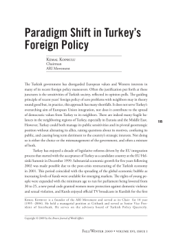 Paradigm Shift in Turkey`s Foreign Policy