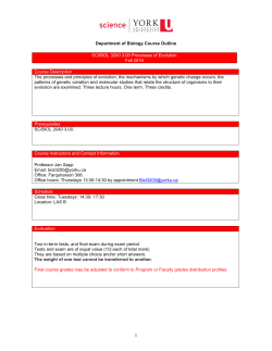 BIOL 3200 F16 - Jan Sapp - York University &ndash; Faculty of Science