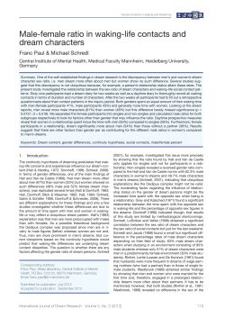 Male-female ratio in waking-life contacts and dream characters