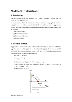 MATH231 Tutorial note utorial note 1