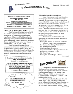 WHS Newsletter # 1 - Washington Historical Society