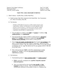 Part Two - Rule 406 Habit Evidence
