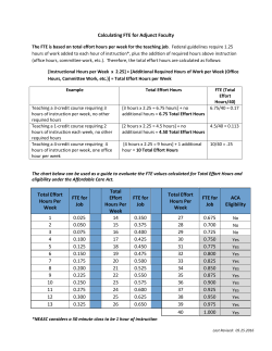 Calculating FTE for Adjunct Faculty Total Effort Hours Per Week FTE