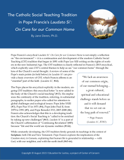 Catholic Social Teaching In Pope Francis`s Laudato Si.083115