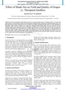 Effect of Shade Net on Yield and Quality of Grapes cv. Thompson