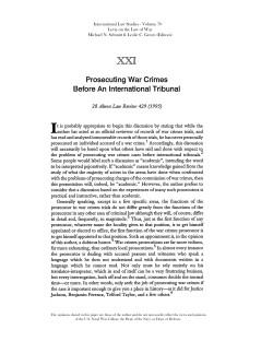 Prosecuting War Crimes Before An International Tribunal