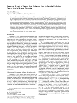 Apparent Trends of Amino Acid Gain and Loss in