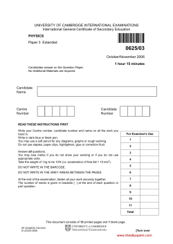 UNIVERSITY OF CAMBRIDGE INTERNATIONAL